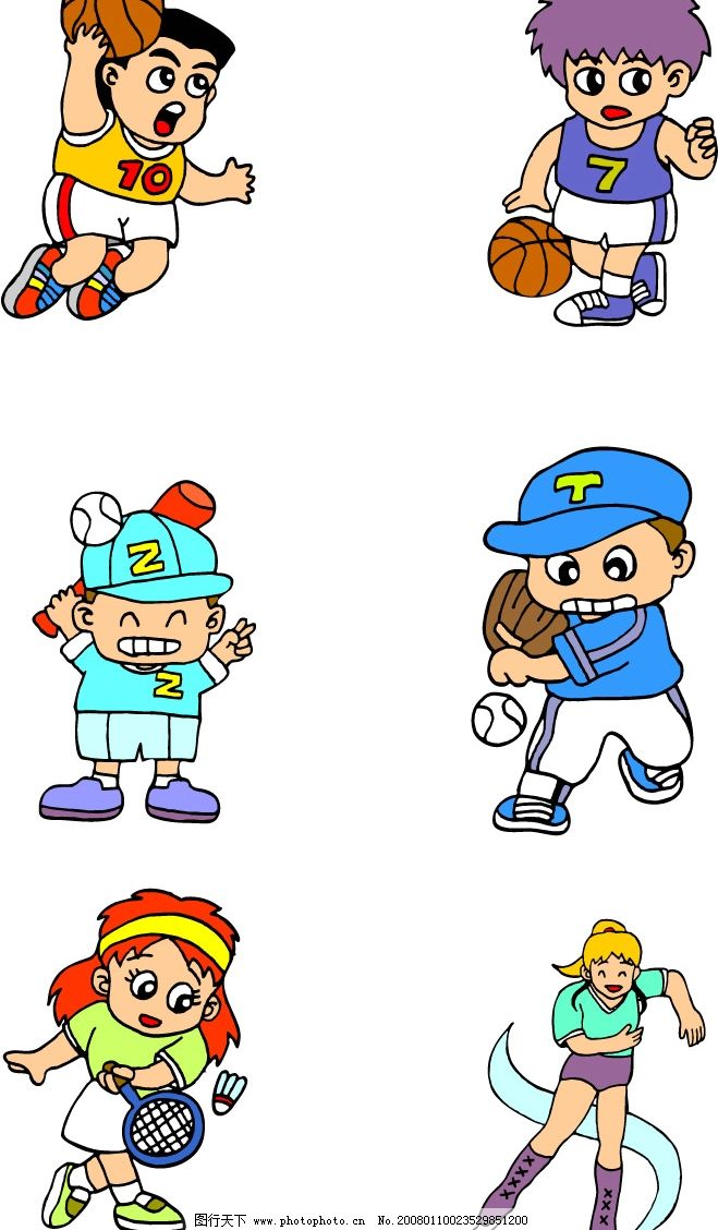 卡通人物 运动 卡通 奥运项目 儿童 矢量人物 儿童幼儿 矢量图库