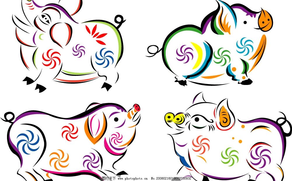 笔触写意猪图片