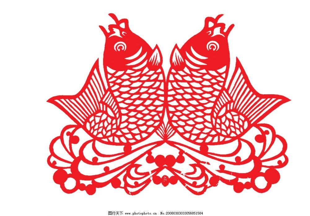剪纸鱼图片