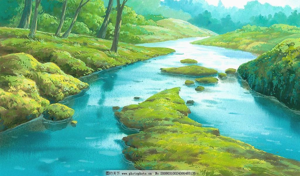 自然风景手绘壁纸_手绘自然风景_自然风景彩绘