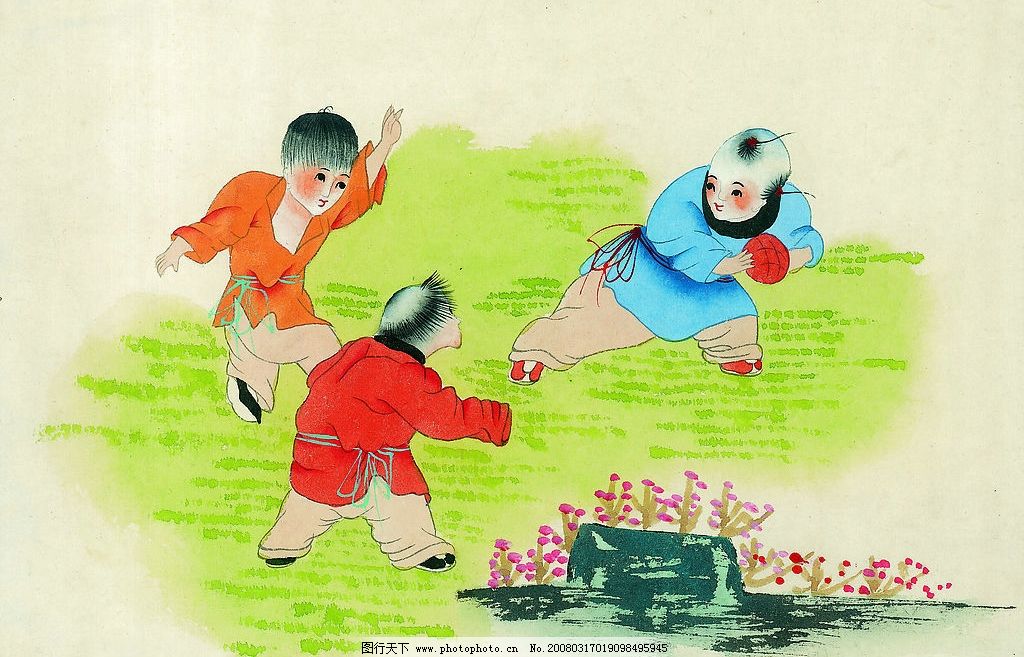童趣 童戏,童趣,新年,国画,人物,儿童 文化艺术 绘画书法 设计图库 72