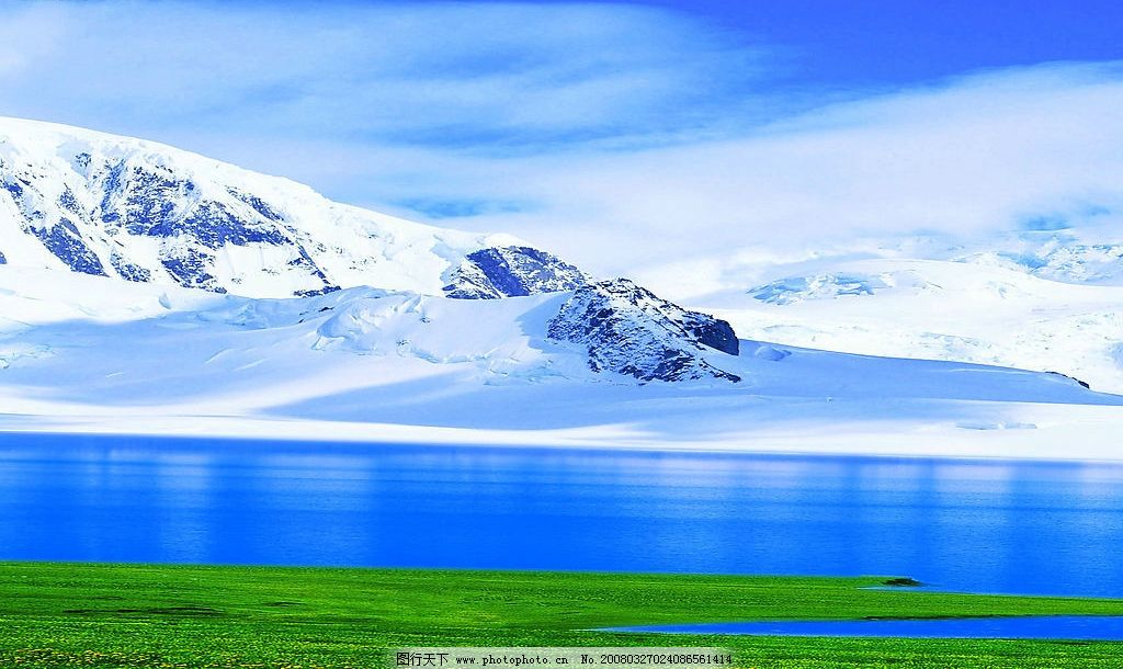 雪山 草原 雪山 自然景观 自然风光 设计图库 300 jpg